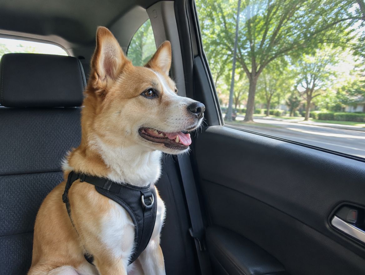Cão com a cabeça para fora da janela do carro